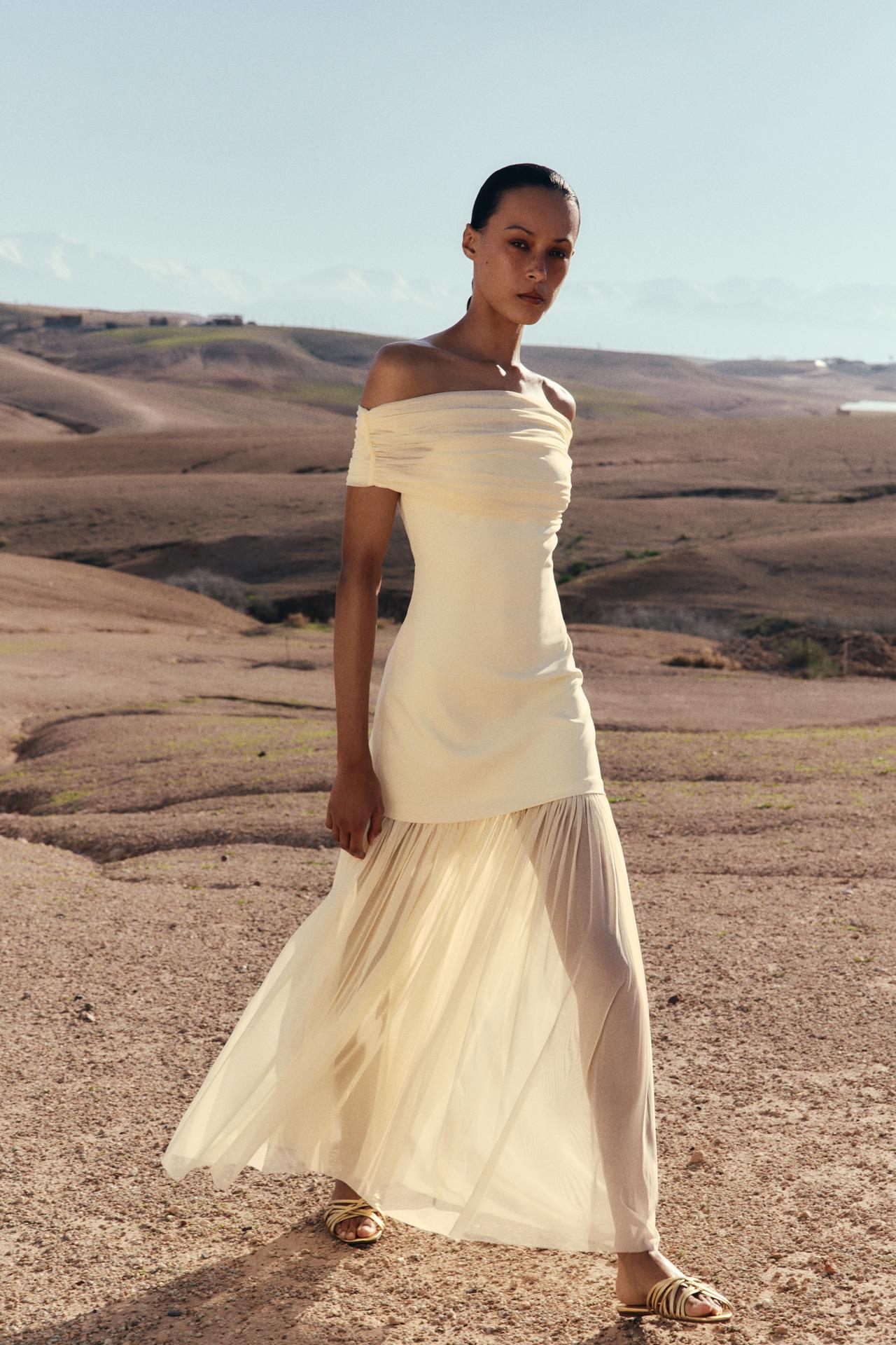 CONTRASTING BANDEAU MIDI DRESS