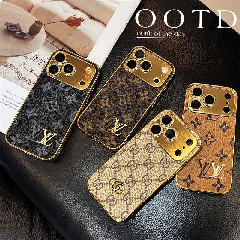 Luxury Gold-Frame Patterned Phone Case